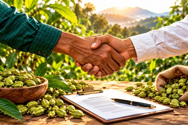 Handshake confirming a cardamom order