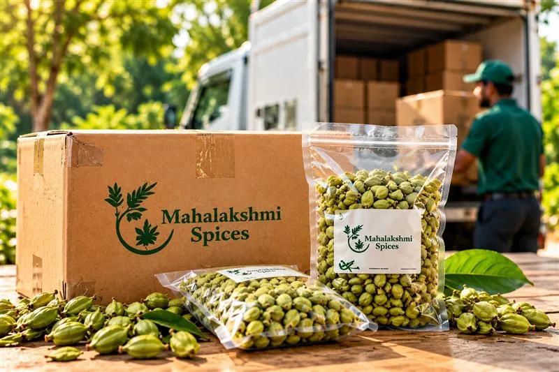 Packed cardamom boxes ready for dispatch